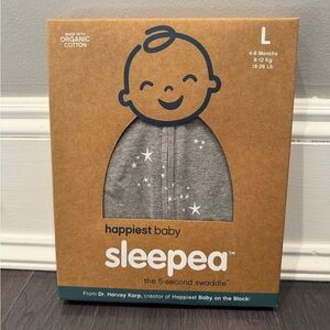 NWT Happiest Baby Snoo Sleepea Swaddle Size Large 4-6M 18-26lbs - Gray Stars